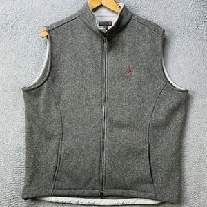 Peter Millar Warmth SJU Mens XL Vest Full Zip Gray Fleece Lightweight Pocket EUC